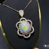 Pingente de prata de lei com opala natural incrustada moda feminina pedra principal de partícula grande 10x 14mm direto da fábrica lote de fábrica