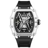 Reloj para Hombre Serie Hueca Langma Caja de Plástico Transparente en Forma de Barril Mecánico Resistente al Agua Marca Reloj Mecánico Totalmente Automático
