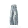 Jeans de mezclilla lavada estilo retro americano para hombre, pantalones largos holgados de pierna ancha para primavera y otoño, pantalones acampanados casuales versátiles para la calle