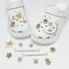 Novos Acessórios para Sapato com Corrente em Formato de Coração, Urso e Coelho com Diamantes Prateados, Decorações DIY Transfronteiriças, Fivelas de Sapato Removíveis, Atacado