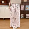 Pantalones de Pijama de Algodón Suave con Dibujos Animados para Usar al Aire Libre, Ropa de Casa Holgada, Delgada, Estampada, Lindos, Estilo Coreano, con Tacto de Algodón