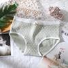 Pantaletas de Algodón para Mujer de los 40s Nuevas de Lunares Estilo Chica Japonesa con Lazo Tiro Medio Transpirables de Triángulo