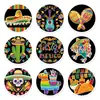 Hk090-T Pegatinas Redondas Decorativas Mexicanas, Sellos Adhesivos para Sobres de Tarjetas de Felicitación, Pegatinas Decorativas de Calaveras