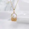 Pendente Cesta da Fortuna de Pérola de Água Doce Natural Trançado Oco Colar de Alta Qualidade Design de Colar Joias da Moda Atacado