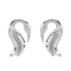 E13823 Brincos de Design de Marca Grande da Moda Transfronteiriça Nicho Simples Estilosos Brincos com Textura de Liga de Zinco de Cisne para Mulheres