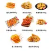 Usa la freidora de aire para freír alimentos semi-terminados para picar como tiras de pollo, nuggets de pollo, huesos y carne de pollo, e ingredientes para brochetas fritas a la barbacoa.