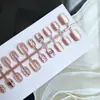 30 piezas de uñas de mano usadas con lunares de ola negra, parche de arte de uñas acabado desmontable
