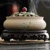Quemador de incienso de cerámica rústica grande para uso doméstico, soporte para incienso de bobina de sándalo de cerámica, soporte de incienso para interiores, base de incienso de artemisa, quemador de aromaterapia