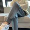 Calça Jogger Casual de Algodão para Primavera e Outono, Solta, com Forro de Veludo e Cordão, Roupa Externa Grossa de Outono e Inverno para Mulheres, Novo Estilo, Calça de Moletom Esportiva Emagrecedora com Punho