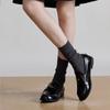 Calcetines Blancos Primavera y Otoño Doble Aguja Adelgazantes Estilo Extremadamente Simple Combinan con Todo Algodón Media Caña Calcetines sin Bolitas