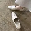Mocasines Minimalistas de Cuero Lavado que Aumentan la Altura Interior 2026 Otoño Tacón Medio Zapatos de Cuero para el Trabajo Puntera Cuadrada Planos de Cuero Genuino para Mujer