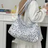 Bolso de Hombro de Terciopelo Estilo Coreano, Bolso Tote Moderno y Versátil, Nuevo Modelo 2025, Bolso de Lona con Estampado de Leopardo de Gran Capacidad para Viajes Diarios