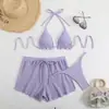 Nuevo Traje de Baño Dividido Sexy Bikini Europeo y Americano de Tres Piezas Boxer Ajustado Conservador Adelgazante Ropa de Baño Transfronteriza de Amazon