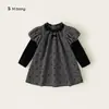 Bangxuan Roupa Infantil Vestido de Princesa Infantil Babado Bolinhas Vestido Infantil de Manga Longa Outono Novo Estilo Saias para Crianças Pequenas