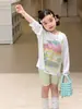 Ropa infantil de pera y azúcar para niñas, manga larga con protección solar, camiseta tipo cubre, verano, lyocell fino, ropa infantil, tops para bebé Clase A