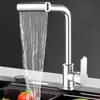Grifo de Cascada de Comercio Exterior para Cocina Grifo de Agua Caliente y Fría Modo de Cuatro Velocidades Fregadero Grifo de Agua Caliente y Fría Giratorio 360 grados