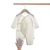 Macacão Borboleta para Recém-Nascido, Estilo Verão Fino Sem Capuz, Roupa para Ar Condicionado, Macacão com Estampa Floral, Macacão de Engatinhar com Proteção Dupla na Barriga
