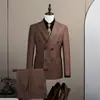 Conjunto de traje de alta gama, traje de punto de doble botonadura casual de negocios, traje de boda, atuendo formal, atuendo premium para novio