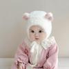 Gorro de Bebé Invierno Gorro Grueso y Esponjoso Lindo Lazo de Princesa Tejido Protector de Orejas Cálido Gorro Cortavientos para Bebés
