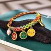 Pulsera Tejida a Mano Estilo Tibetano de los Cinco Dioses de la Riqueza con Cordones Coloridos, Nudo de Flor de Durazno Estilo Étnico, Multicolor, Directo del Fabricante