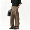 Marca americana moderna cleanfit calça de terno reta plissada masculina retrô rua solta caimento solto sensação solta calça comprida casual