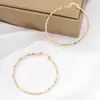 Brincos de Venda Direta da Fábrica Exclusiva Transfronteiriça, Tamanho Grande, Padrão Prismático Simples, Banhados a Ouro 18K, Populares no Ins para Mulheres Europeias e Americanas