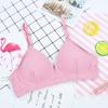 Ropa interior de estilo francés con copa triangular envuelta en el pecho para mujer, fina, para chica de secundaria, pecho pequeño, hermosa espalda, tirante de hilo, top tipo tubo sin aro de acero