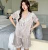 Pijama feminino de seda estilo coreano 2025, pijama de borboleta jacquard, cardigã fino, estilo doce, roupas para casa