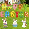 2027 El letrero exterior de Pascua más vendido de Amazon con conejo y huevos Letrero de jardín Feliz Pascua
