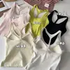 5561 Nuevo Estilo Primavera/Verano Top sin Espalda de Tirantes para Mujer con Almohadillas de Sujetador Integradas, Versátil para Usar en Capas o Solo, Top Corto