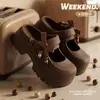 Zapatos Mary Jane para mujer con suela gruesa para exteriores perforados, nuevos y populares 2026, zapatillas cerradas versátiles de verano para ir al trabajo, estilo japonés
