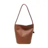2025 Bolso Bandolera Tipo Cubo de Moda Coreana Suave Bolso Sencillo de Gran Capacidad para Uso Diario Bolso de Hombro Texturizado para Mujer