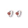 Yilu Plata S925 Plata Esterlina Jaspe de Hotan Rojo del Sur Hoja de Sauce Fideos de Huevo Retro Moda China Nueva Aretes Elegantes Clip para la Oreja