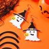 Pendientes acrílicos de pequeño fantasma mágico divertidos y lindos de Halloween, pendientes de fantasma agraviado en forma de líquido de huevo