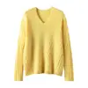 Novedad Otoño e Invierno 2025 Suéter de Punto 100% Cachemir Cuello en V Manga Larga Corte Femenino Cachemir Suave y Ceroso Trenzado