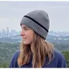 Gorro de punto forrado de forro polar de otoño e invierno transfronterizo, gorro de lana cálido unisex, gorro a rayas que cubre las orejas, gorro de punto a prueba de viento y resistente al frío