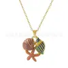 Pendente de Estrela do Mar e Concha Temático Oceano em Aço Inoxidável com Gotejamento de Óleo para Colar DIY para Mulheres, Joias de Alta Qualidade no Atacado