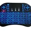 Teclado ratón volador i8 mini inalámbrico retroiluminación tricolor siete colores control remoto TV caja de TV por internet computadora portátil