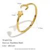 Anillo Abierto de Corazón Retorcido con Incrustaciones de Diamante, Estilo Francés, Joyería de Nicho Transfronteriza Europea y Americana Mengjia, Acero Inoxidable Chapado en Oro de 18 Quilates