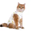 Roupa de Esterilização para Gatos, Roupa Cirúrgica para Gatas, Roupa 100% Algodão, Estilo Fino Respirável, Roupa para Desmame com Velcro, Anti-Lambedura Pós-Cirúrgica para Gatos Machos