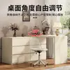 Tocador de Dormitorio Color Crema Estilo Francés con Tocador Integrado, Gabinete de Almacenamiento para Mesita de Noche, Mesa de Esquina para Apartamentos Pequeños con Cajones