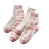 Calcetines de otoño e invierno con bordado rosa para mujer, de algodón a rayas, estilo universitario, de Corea del Sur