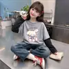 Moda Infantil Versátil e Elegante Base Camada de Lã Alemã Patchwork Outono Inverno Novo Estilo Coreano Camada Interna Quente Infantil Top Falso de Duas Peças