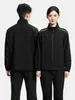 Ropa de trabajo softshell para exteriores, impresión de logo personalizado, chaqueta con cuello alto, uniforme de equipo, uniforme de trabajo, prenda de abrigo impermeable y a prueba de viento