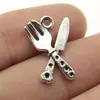 20x 14mm 1.2g prata antiga acessórios de comércio exterior atacado utilidades domésticas talheres faca e garfo pingente