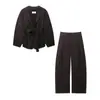 Casaco Estilo Kimono Pb&Za Feminino Outono 2025 Novo Estilo com Cinto 8426329 + Calça Balloon 7627242