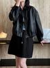 Jaqueta de Couro Feminina Luxi Estilo Americano de Alta Qualidade Curta em Couro PU Moda Casual Nova Primavera 2025 Casaco 8727