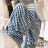 Pantalones para Mujeres Embarazadas 2025 Verano Nuevo Seda de Hielo Perezoso Cuadros Yamamoto Pierna Ancha Pantalones con Protección Solar Anti-mosquitos Pantalones de Aire Acondicionado