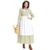 Fantasia de Halloween Fonte Amazon Vestido Floral Amarelo Colonial Nova Pradaria Avental Roupas Pioneiras