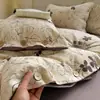 Juego de Cuatro Piezas de Gasa de Doble Capa 100% Algodón Clase A con Diseño de Botones Vintage, Tacto de Algodón y Lino, Funda de Edredón de Algodón Lavado Puro, Juego de Tres Piezas para Estudiantes